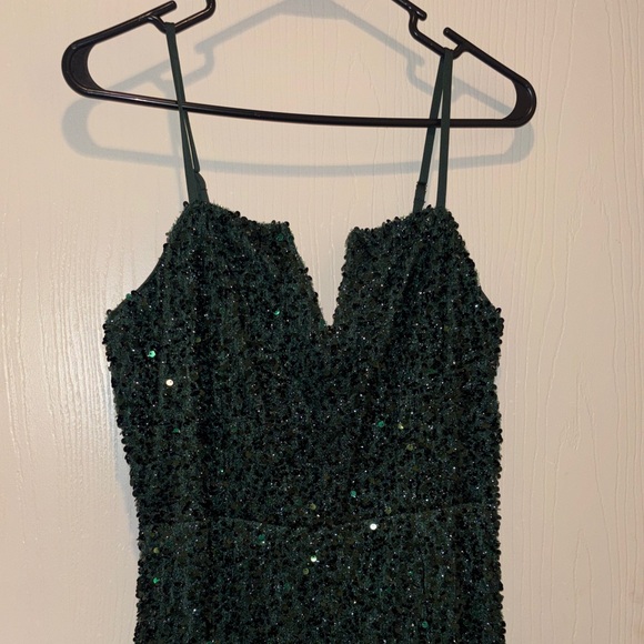 Glamorous Dark Green Sequin Midi Dress - Picture 2 of 7
